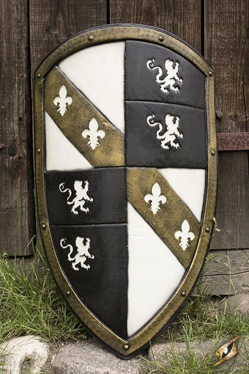 Lion Shield - White/Gold - 80x50 cm