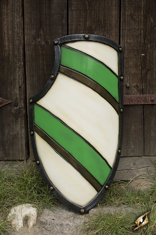 Knight Shield - Green/White - 80x52 cm - 2nd Quality