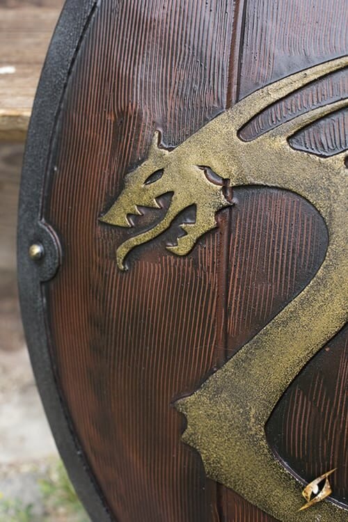 Viking Dragon Shield - Wood - ø80 cm - 2nd quality