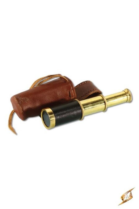 Telescope with leather pouch - Brass
