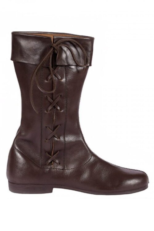 Side Laced High Boots, dark brown