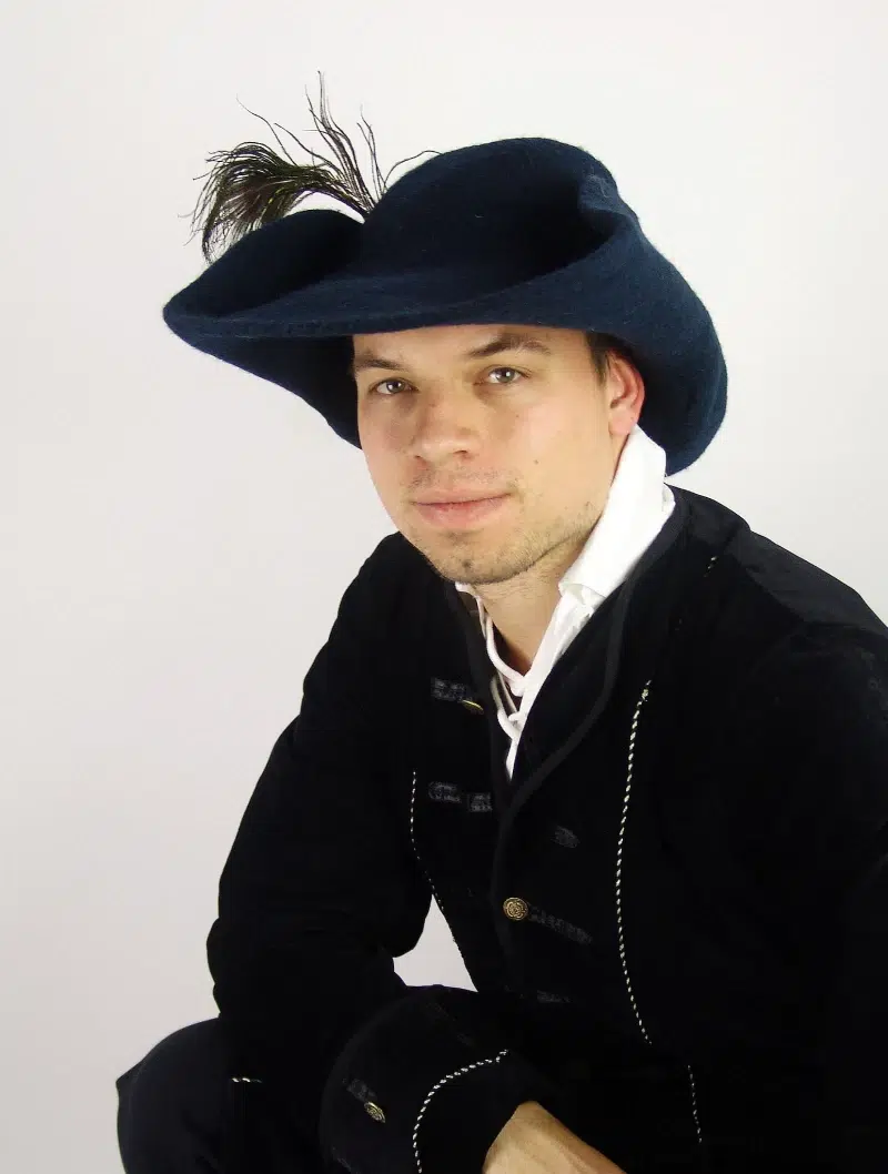 Cappello Homburg In Feltro Di Lana Con Piuma - Unisex Formale - Ideale Per Rievocazioni E Cerimonie