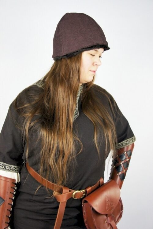 Cappello vichingo "Ulf" - marrone con pelliccia marrone scuro