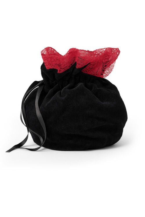 Borsa medievale in velluto "Loretta" - Nero/Rosso