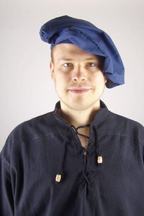 Berretto in cotone "Nathan" blu L - 54-56 cm
