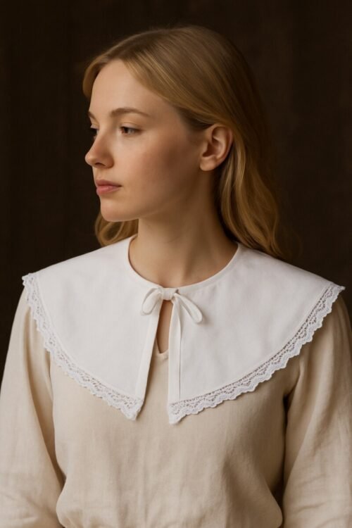 Colletto Brenda in cotone con pizzo