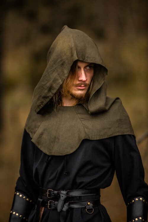 Cappuccio medievale in lino Mannix