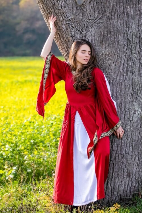 Elegante abito in viscosa "Ivette" - Nero/Rosso