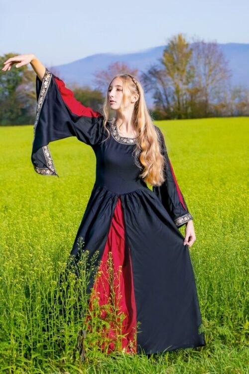 Elegante abito in viscosa "Ivette" - Nero/Rosso