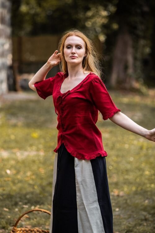Blusa a maniche corte con volant 'Bea'