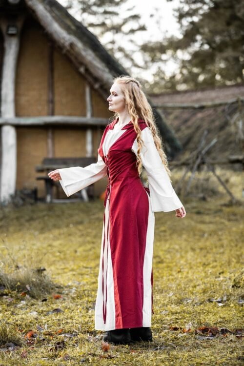 Abito medievale "Genefe" - Rosso/Naturale