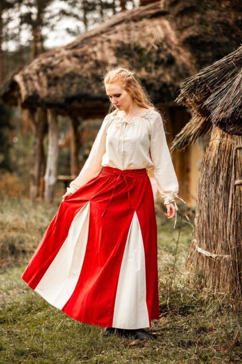 Gonna medievale "Isabella" rosso/naturale