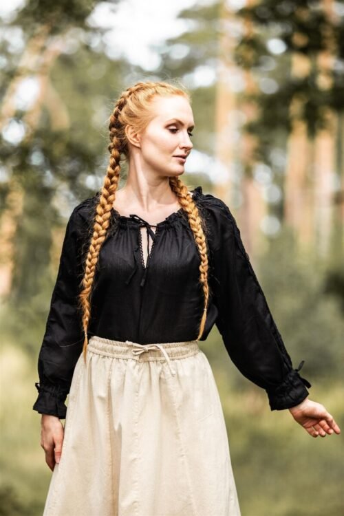 Blusa medievale con pizzo 'Bettina'