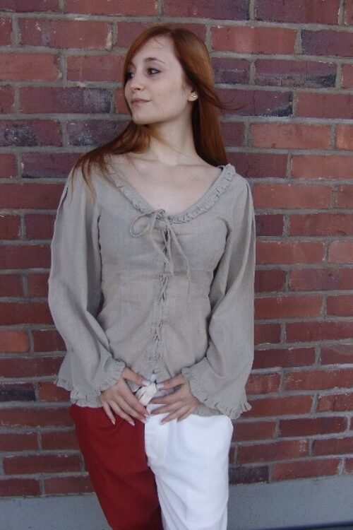 Blusa a ruches "Thea" colore canapa