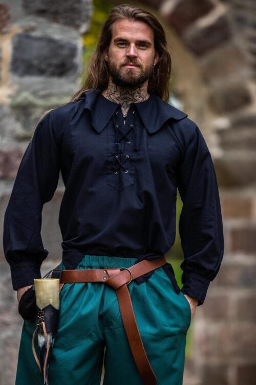 Camicia a colletto rotondo "Athos"