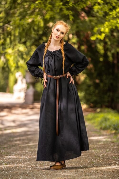 Cintura stretta in pelle robusta nera - 190 cm