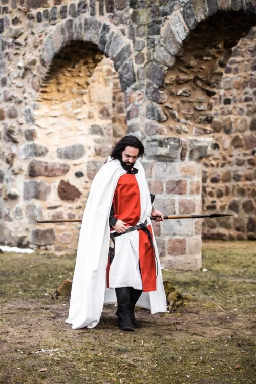 Mantello dei Templari "Arnulf" - Bianco/Rosso, Taglia unica - Nero/Rosso
