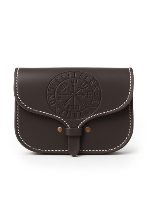 Borsa da Cintura vichinga in Pelle "Folkvar" con Vegvisir