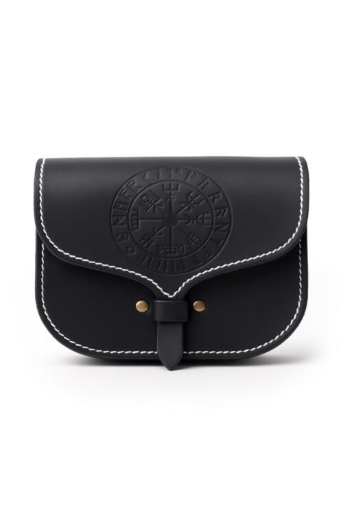 Borsa da Cintura vichinga in Pelle "Folkvar" con Vegvisir