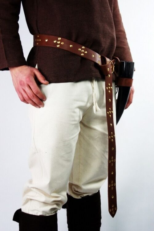 Cintura vichinga ad anello in pelle robusta nera 190 cm