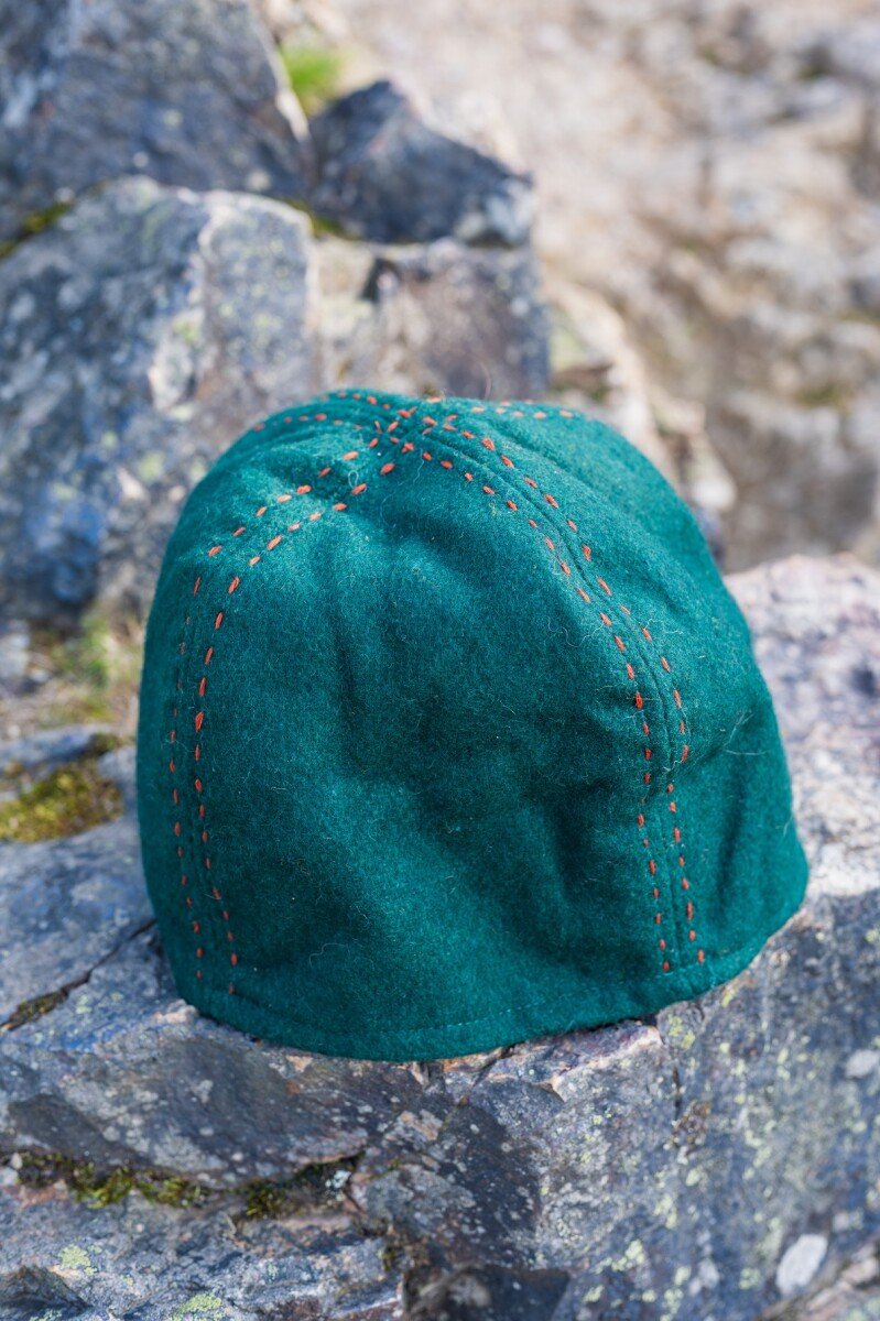 Cuffia vichinga in lana 'Sjard' verde S/M - 54/56