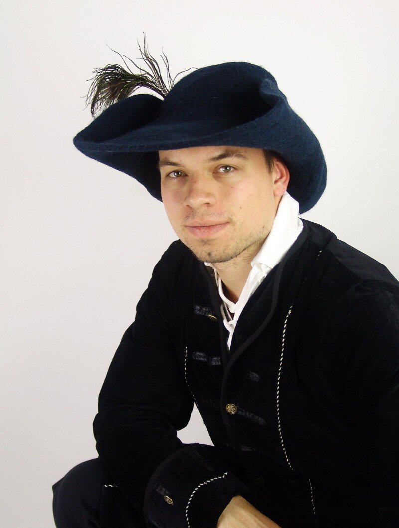 Cappello in feltro di lana con piuma "Pieter"